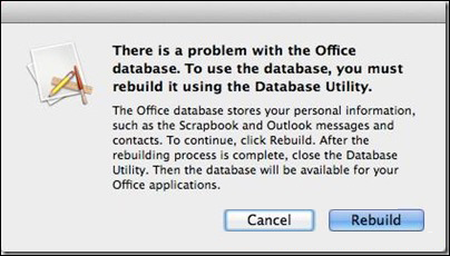 outlook for mac rebuilt database no content
