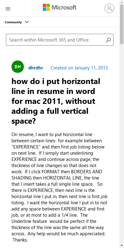 word 2011 for mac insert horizontal line